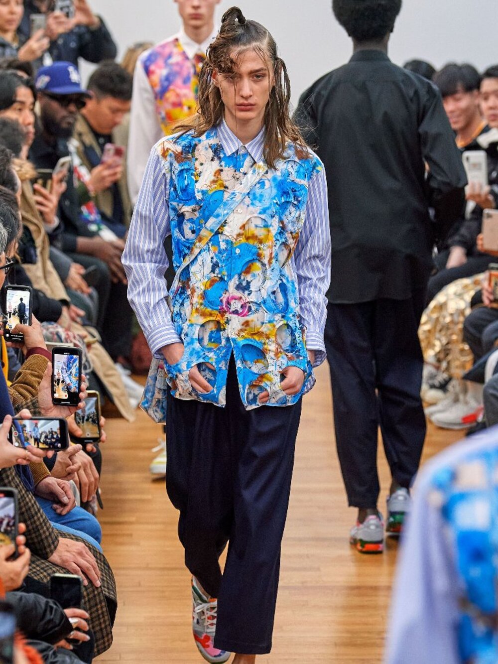 Comme Des Garcons Shirt 2020AW Runway Futura Collab Splatter Long Sleeve Shirt